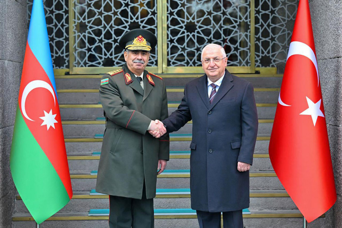 Minister of Defense of the Republic of Azerbaijan, Colonel General Zakir Hasanov, and Minister of National Defense of the Republic of Türkiye Yashar Guler