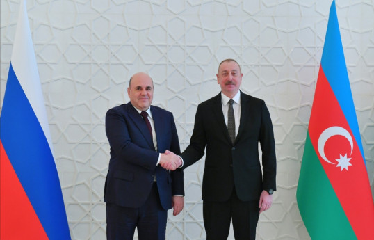 Mikhail Mishustin, Prime Minister of the Russian Federation and Ilham Aliyev, President of the Republic of Azerbaijan