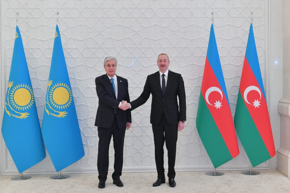 Azerbaijani, Kazakh Presidents watched the arrival of the container train from China to Baku via video link