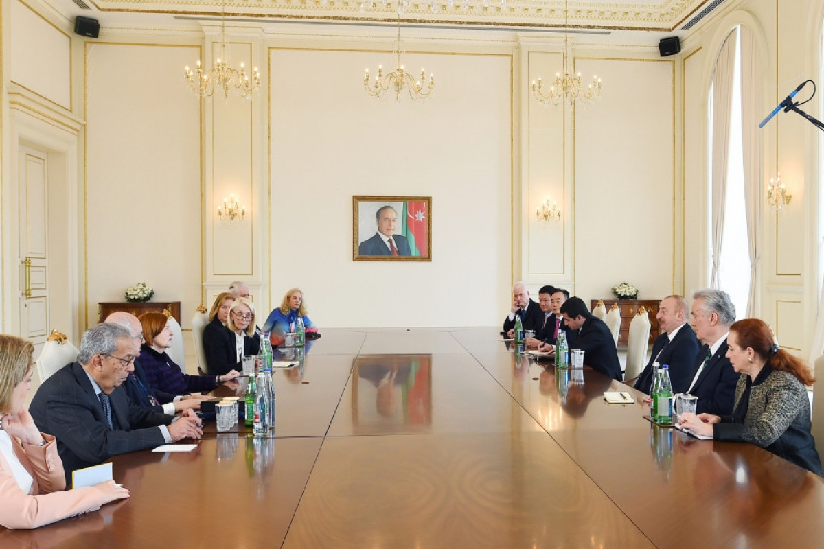 Azerbaijani President receives co-chairs and members of Board of Trustees of Nizami Ganjavi International Center-UPDATED 