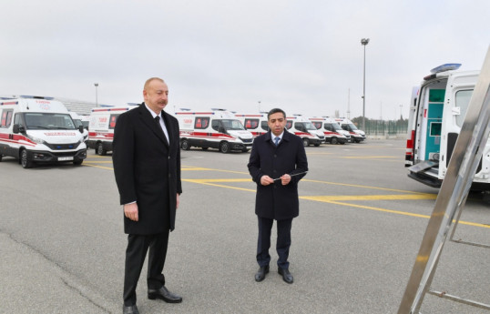 Azerbaijani President Ilham Aliyev viewed newly acquired modern ambulances -UPDATED 