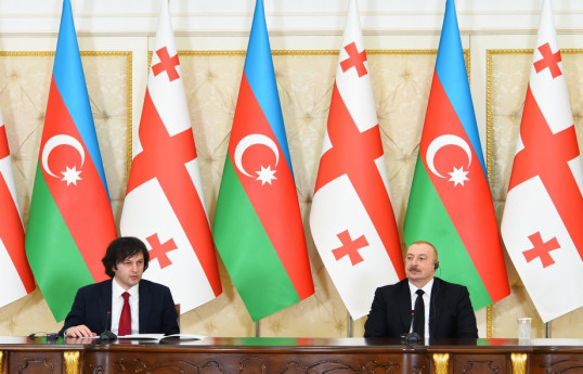 President Ilham Aliyev and Prime Minister Irakli Kobakhidze made press statements