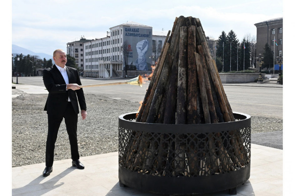 President Ilham Aliyev lit Novruz bonfire in Khankandi and congratulated Azerbaijani people on occasion of holiday-UPDATED 