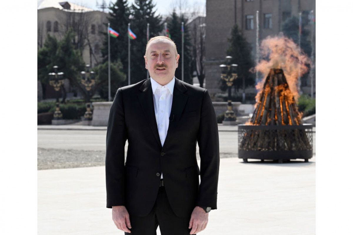 President Ilham Aliyev lit Novruz bonfire in Khankandi and congratulated Azerbaijani people on occasion of holiday-UPDATED 