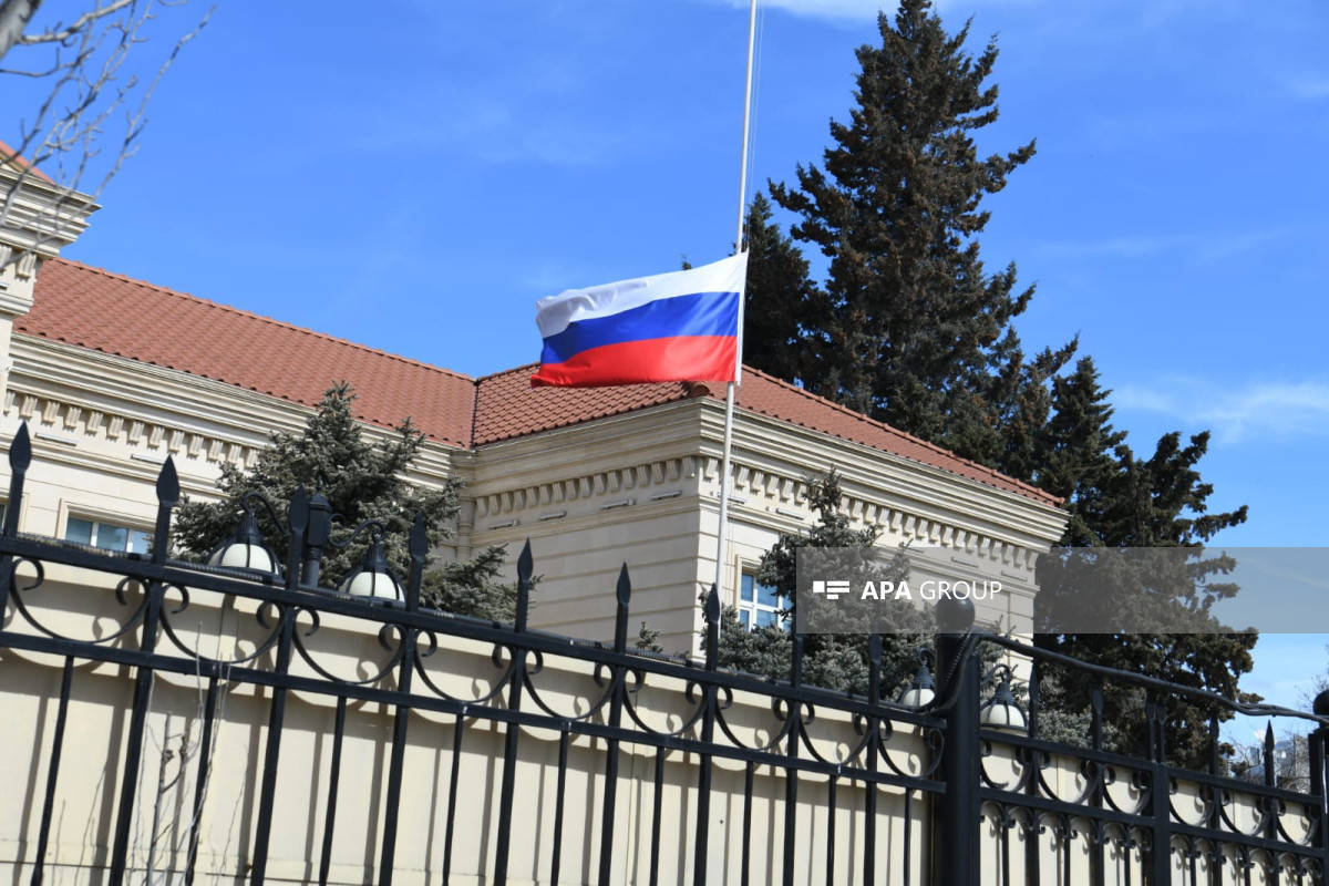 National flag at Russian embassy in Azerbaijan was lowered to half-mast -UPDATED 