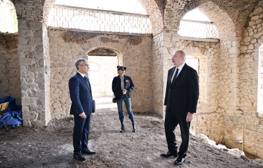 President Ilham Aliyev inspected restoration works at Chol Gala Mosque in Shusha-UPDATED 