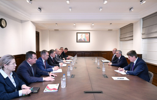 Head of Presidential Administration of Azerbaijan Samir Nuriyev meets with Belarusian Deputy PM Igor Petrishenko