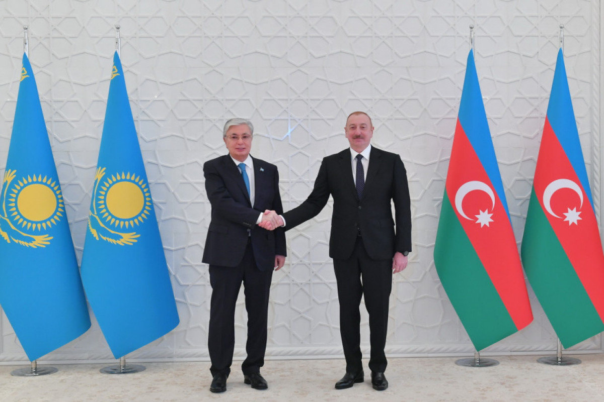 Kazakhstan’s President Kassym-Jomart Tokayev and Ilham Aliyev, President of Azerbaijan
