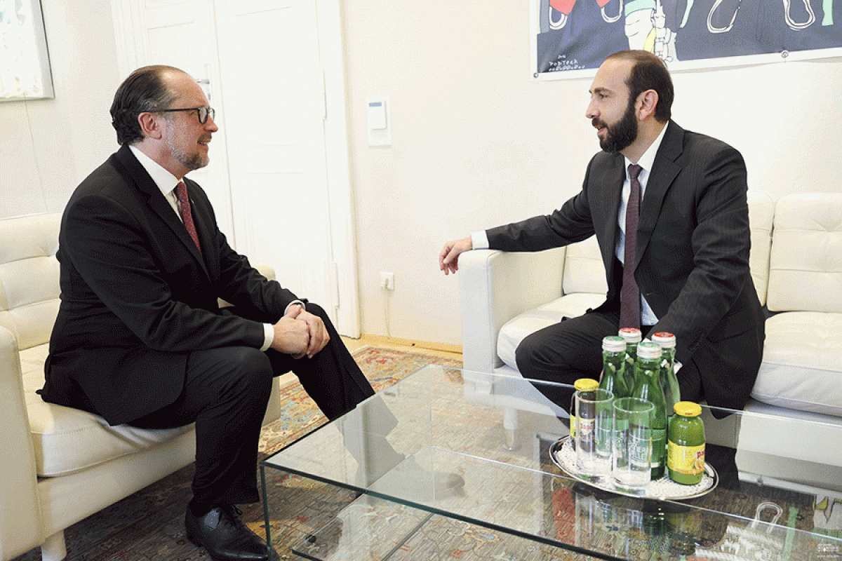 Alexander Schallenberg, Federal Minister for European and International Affairs of the Republic of Austria and Ararat Mirzoyan, Minister of Foreign Affairs of the Republic of Armenia