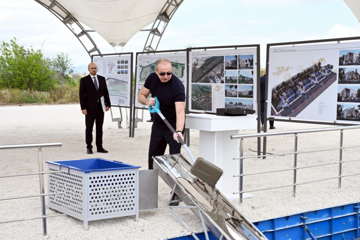 President Ilham Aliyev laid foundation stone for Sarijalli village in Jabrayil district