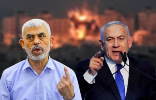 Yahya Sinwar and Benjamin Netanyahu , Israeli Prime Minister