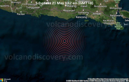 5.2-magnitude quake hits 82 km S of Dampit, Indonesia