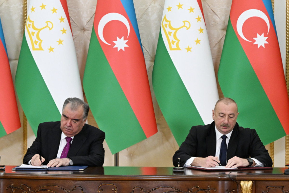 Emomali Rahmon, President of the Republic of Tajikistan and Ilham Aliyev, President of the Republic of Azerbaijan