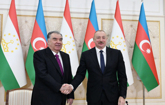 Ilham Aliyev, President of the Republic of Azerbaijan, and Emomali Rahmon, President of the Republic of Tajikistan