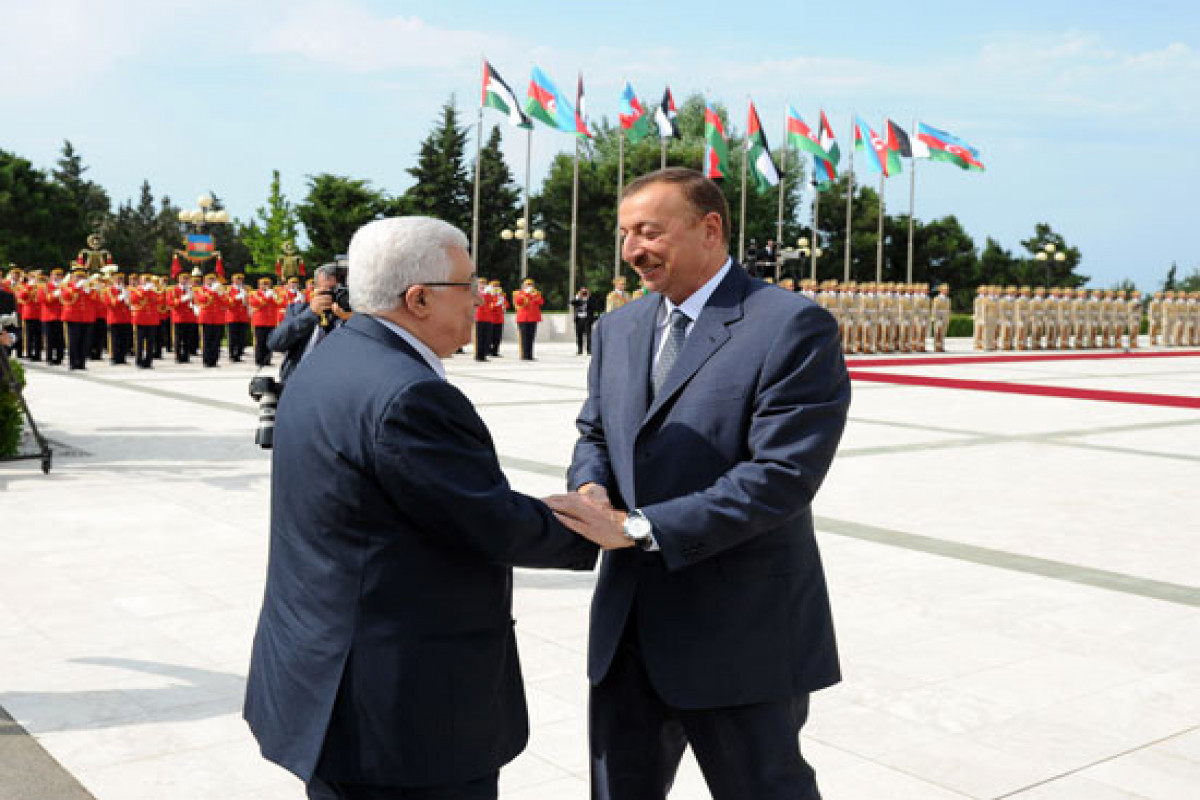 Mahmoud Abbas, the President of Palestine and Ilham Aliyev, President of Azerbaijan