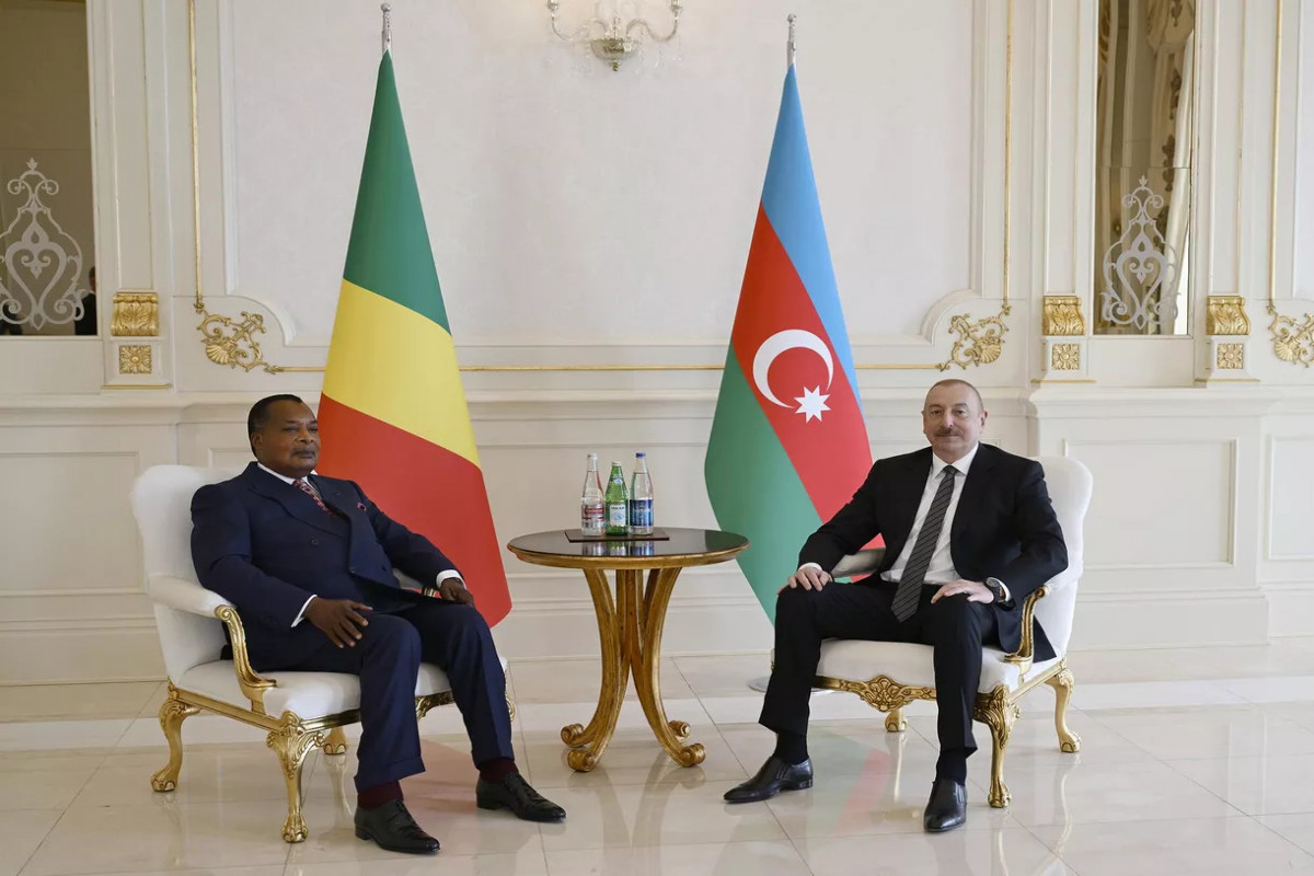 The President of the Reoublic of Congo Denis Sassou Nguesso and Ilham Aliyev, President of Azerbaijan