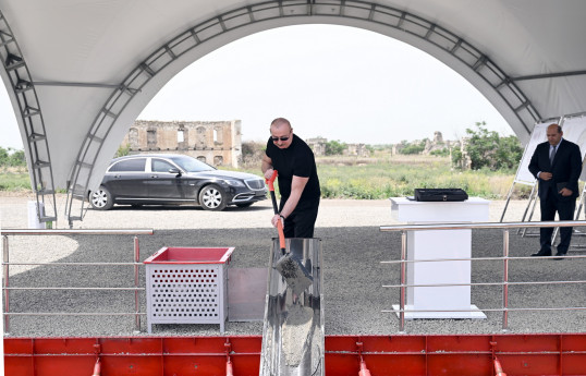 President Ilham Aliyev lays foundation stone for Gulluja village in Aghdam district-UPDATED 