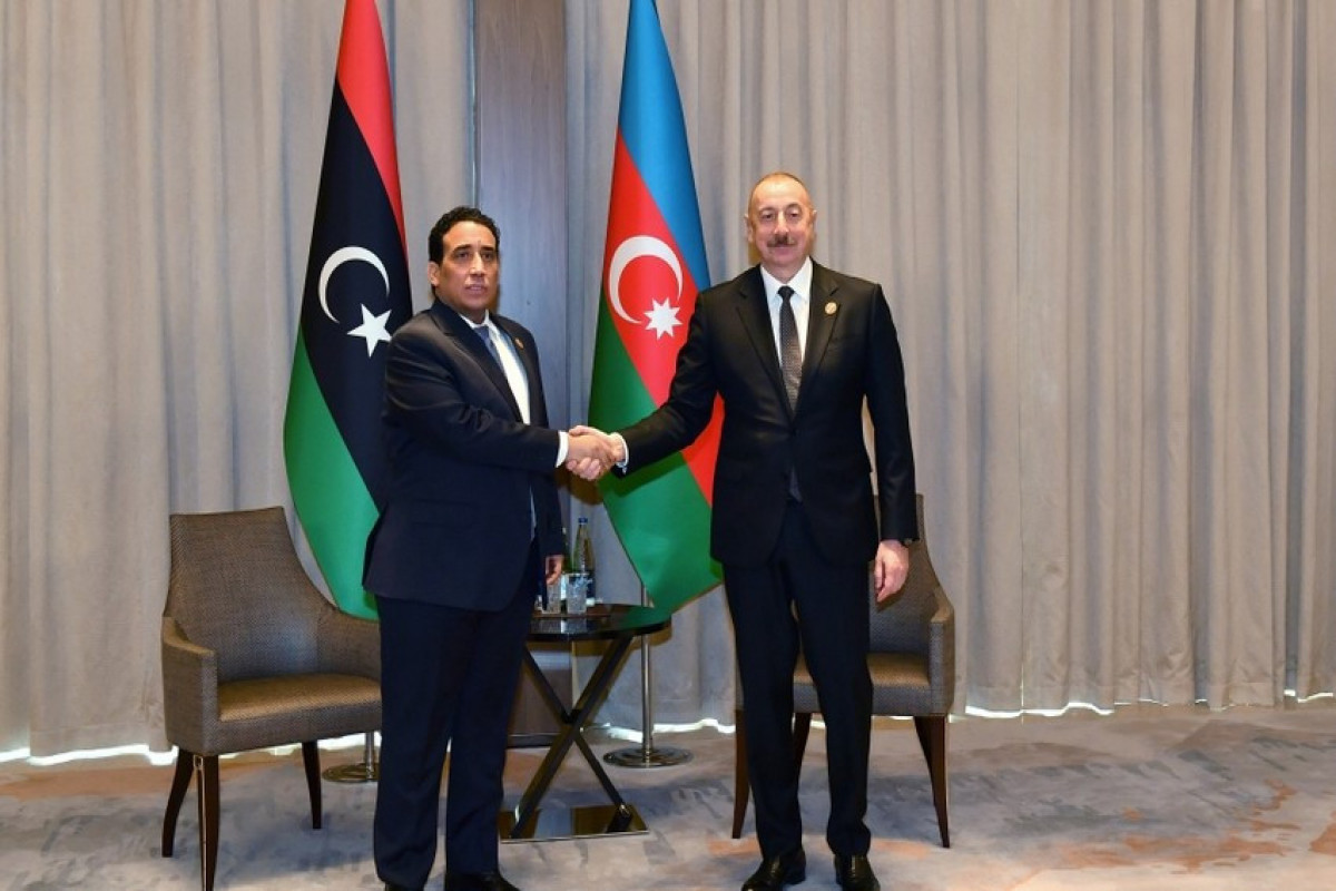 Mohamed Younis al-Menfi, Head of the Presidency Council of the State of Libya and Ilham Aliyev, President of the Republic of Azerbaijan