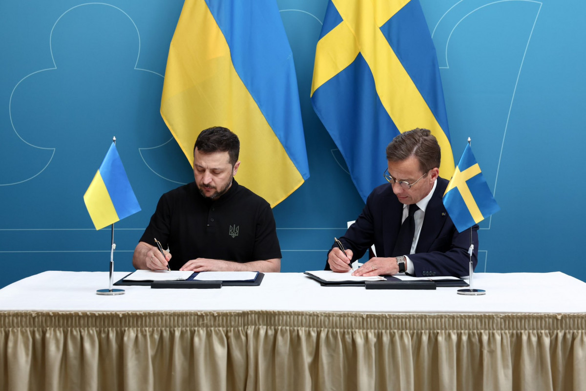Volodymyr Zelenskyy, President of Ukraine and Ulf Kristersson, Prime Minister of the Kingdom of Sweden