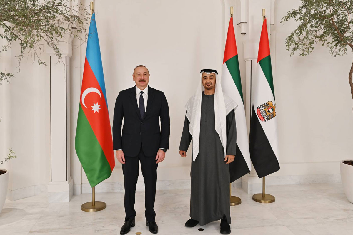 Ilham Aliyev, President of Azerbaijan and Sheikh Mohamed bin Zayed Al Nahyan, the President of the United Arab Emirates