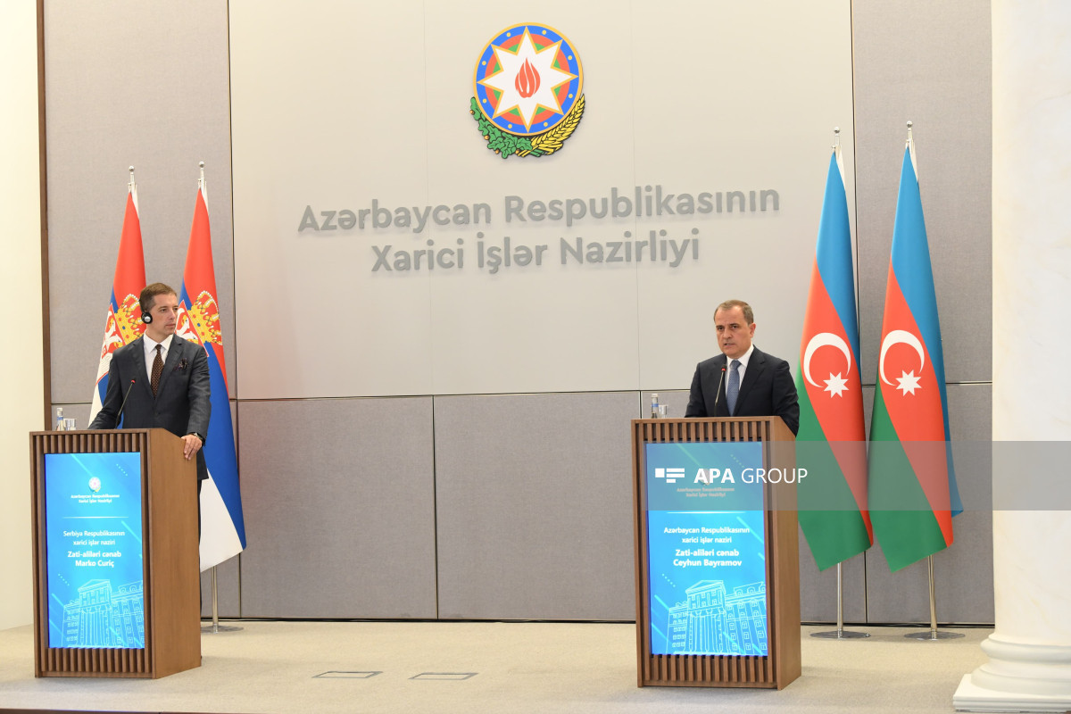 Marko Djuric, Serbian Foreign Minister and Jeyhun Bayramov, Azerbaijani Foreign Minister