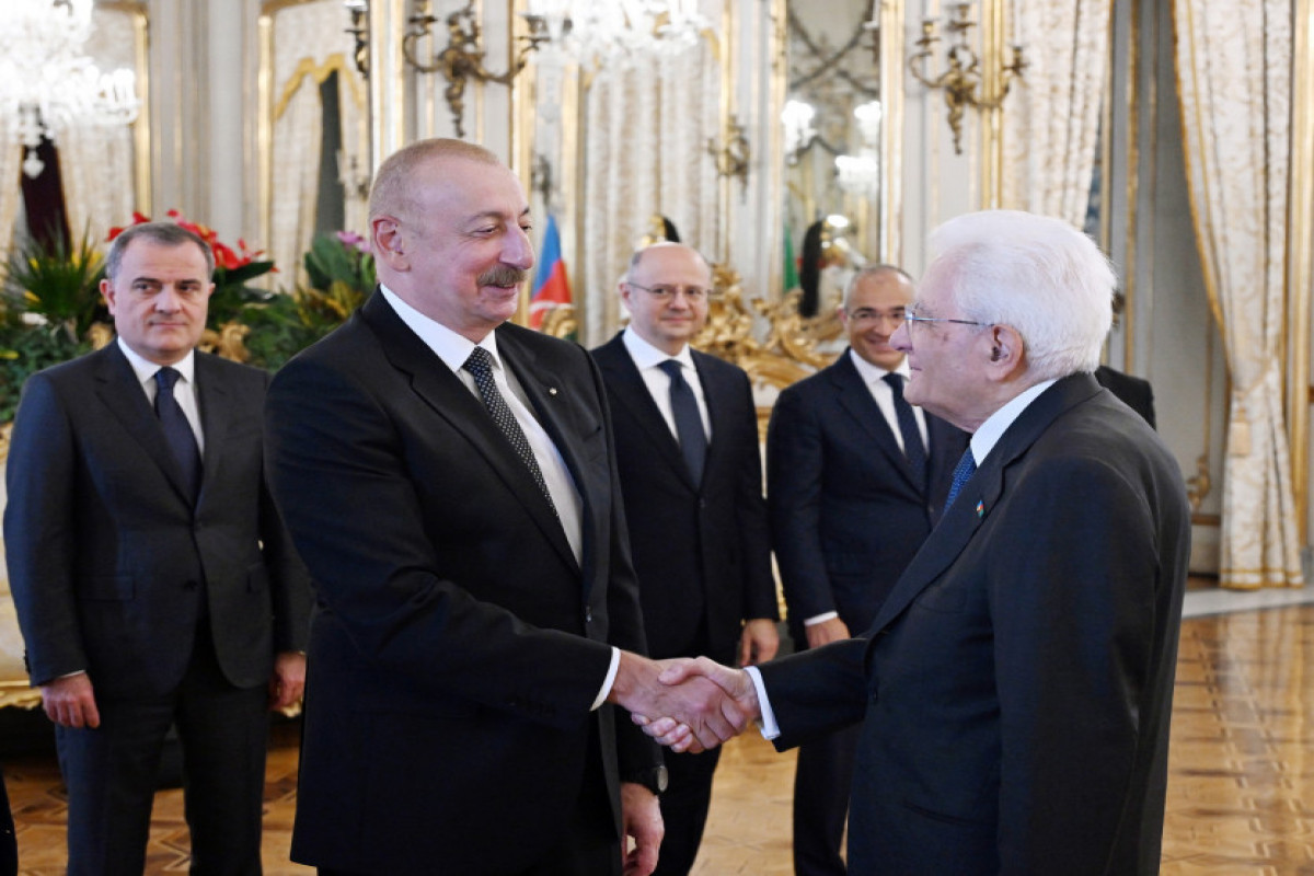 Ilham Aliyev, the President of the Republic of Azerbaijan and President of the Republic of Italy Sergio Mattarella