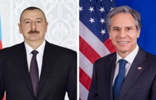 Ilham Aliyev, President of the Republic of Azerbaijan and Antony Blinken, U.S. Secretary of State