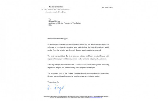 Office of German President offers apologies to Azerbaijani side regarding post published on Federal President’s social media