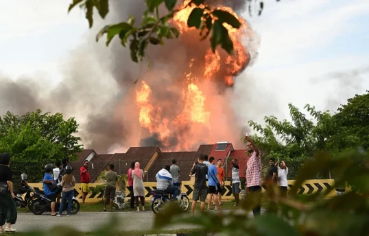 Towering blaze in Malaysia on Petronas pipeline, 63 sent to hospital
