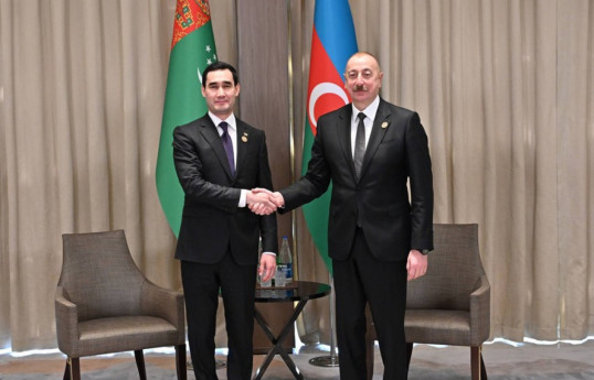 President of Turkmenistan, Serdar Berdimahamedov and Ilham Aliyev, President of the Republic of Azerbaijan