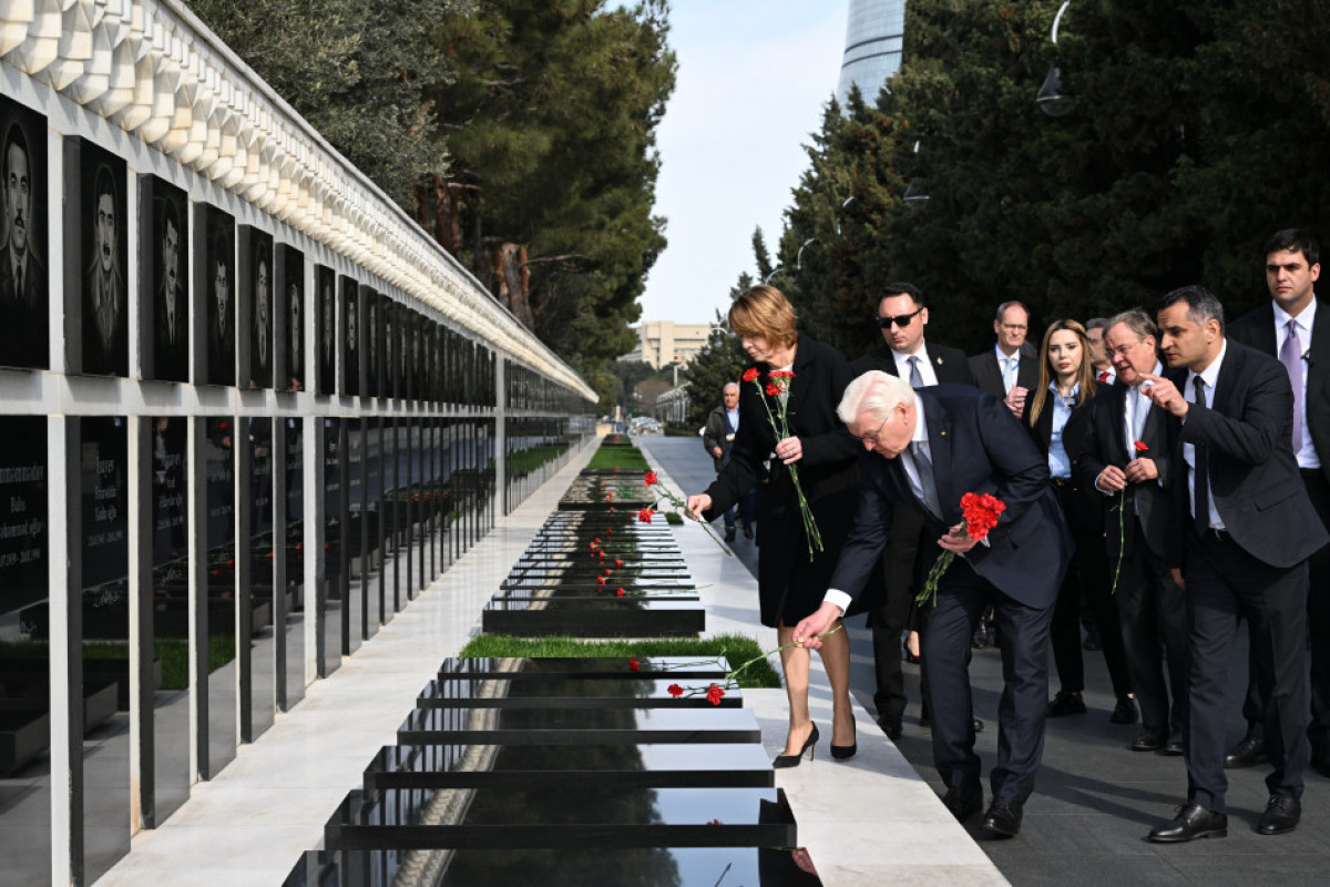 President of Germany Frank-Walter Steinmeier visits Alley of Martyrs in Baku