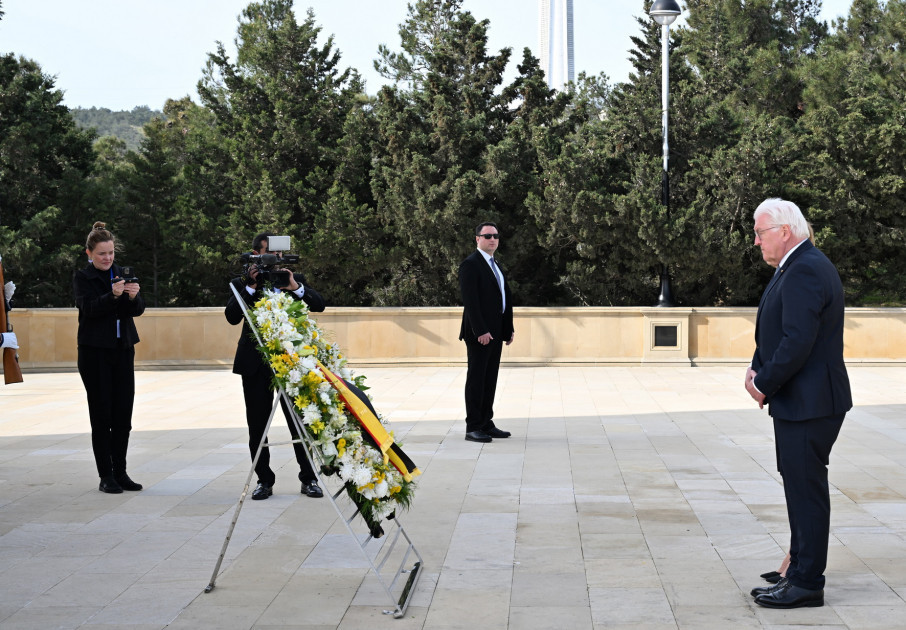 President of Germany Frank-Walter Steinmeier visits Alley of Martyrs in Baku