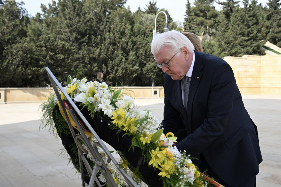 President of Germany Frank-Walter Steinmeier visits Alley of Martyrs in Baku