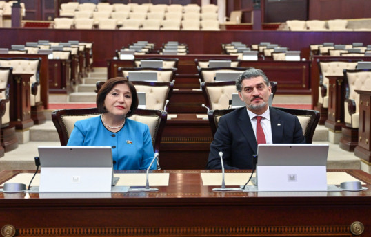Speaker of the Milli Majlis Sahiba Gafarova and President of Georgia, Mikheil Kavelashvili