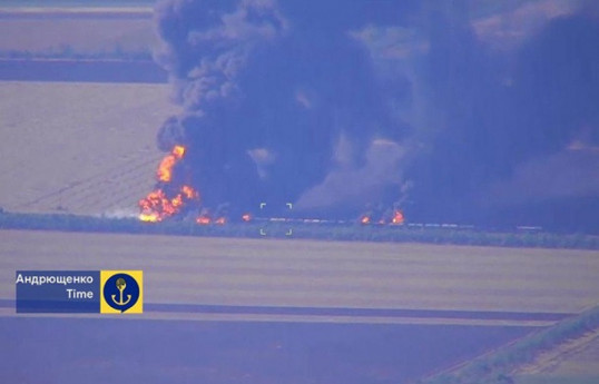 Ukrainian forces destroy Russian fuel train