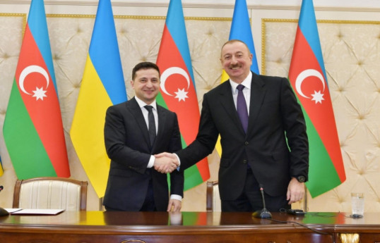 President of Ukraine, Volodymyr Zelenskyy and President of the Republic of Azerbaijan Ilham Aliyev