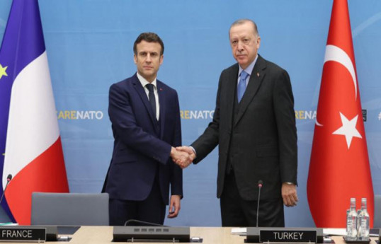 Emmanuel Macron, French President and Recep Tayyip Erdoğan, Turkish President