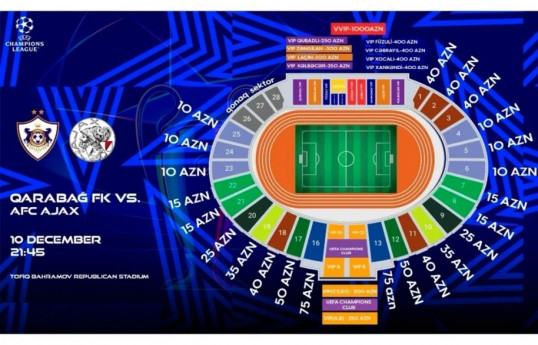 Tickets go on sale for Qarabağ vs. Ajax Champions League match