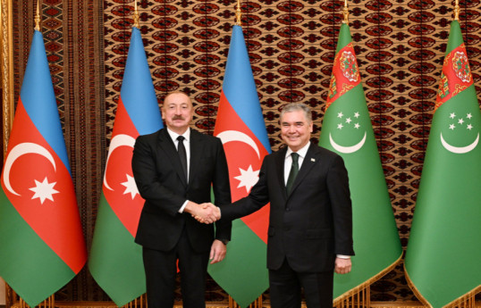 President of the Republic of Azerbaijan Ilham Aliyev, National Leader of the Turkmen People, Chairman of the Halk Maslakhaty of Turkmenistan, Gurbanguly Berdimuhamedov