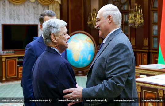 Belarusian President Alexander Lukashenko attends a meeting with John Coale, a representative of U.S. President Donald Trump, in Minsk, Belarus December 12, 2025
