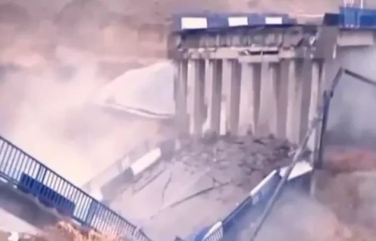 Bridge collapses over Keles River in Kazakhstan