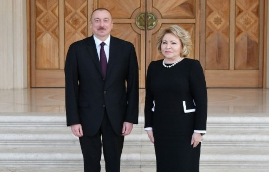Ilham Aliyev, President of the Republic of Azerbaijan, and Valentina Matvienko, Chairperson of the Federation Council of the Federal Assembly of the Russian Federation