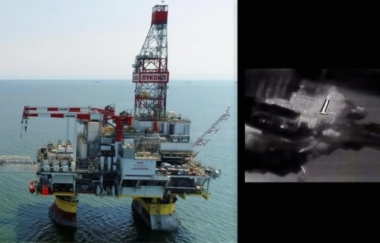 SBU strikes third Russian oil platform in Caspian Sea - source