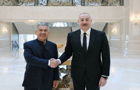 Rais of the Republic of Tatarstan of the Russian Federation, Rustam Minnikhanov and Ilham Aliyev, President of the Republic of Azerbaijan