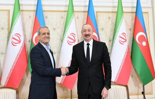 President of the Islamic Republic of Iran Masoud Pezeshkian, President of the Republic of Azerbaijan Ilham Aliyev