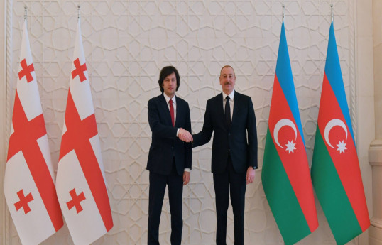 Irakli Kobakhidze, Georgian PM and Ilham Aliyev, President of the Republic of Azerbaijan
