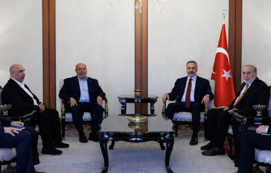 Turkish FM Hakan Fidan meets Hamas Political Bureau member Halil Hayye in Ankara