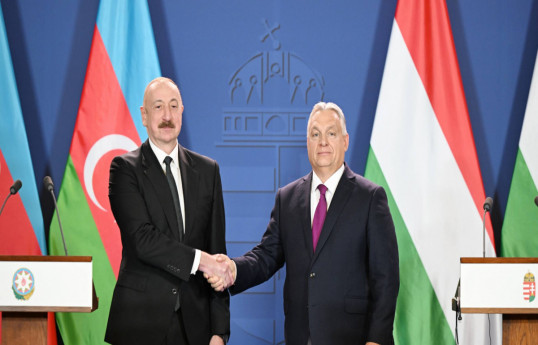 President Ilham Aliyev, Hungarian Prime Minister Viktor Orban