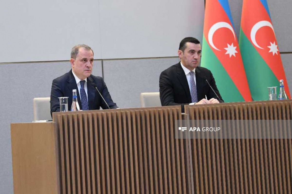 Minister of Foreign Affairs Jeyhun Bayramov, Head of the Press Service Department of the Ministry of Foreign Affairs Aykhan Hajizadeh