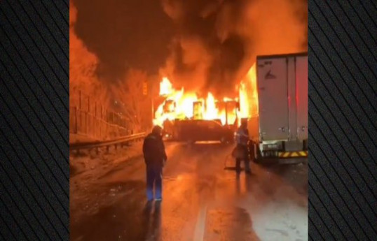 One person died in a road accident involving more than 50 vehicles in Japan